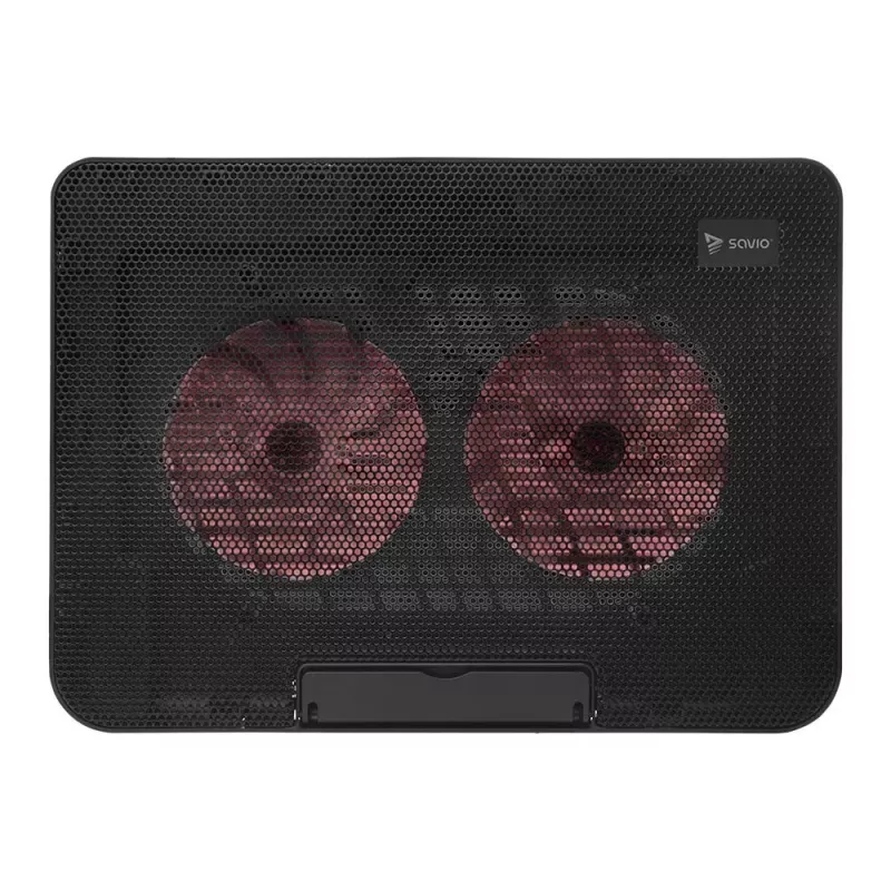 Klēpjdatora dzesēšanas paliktnis SAVIO COS-02, 2 ventilatori 14 cm, darbināms ar USB, piemērots līdz 17,3 collām, melns