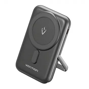 Ārējais akumulators Vention 10000mAh Magnetic Wireless 20W, 1×USB-C, bezvadu uzlāde, melns