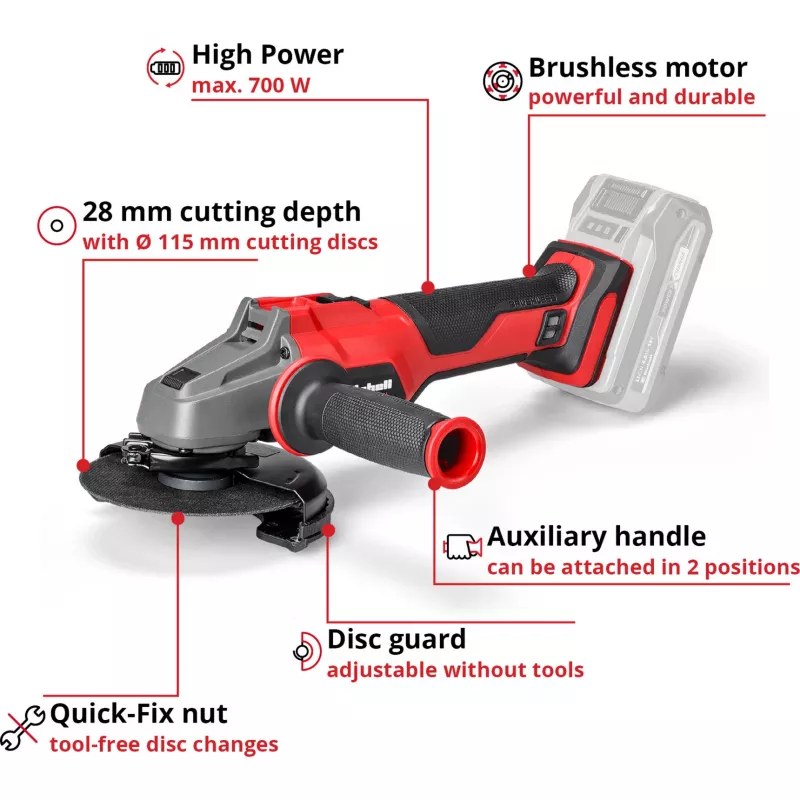 Leņķa slīpmašīna Einhell AXXIO 18/115 Q