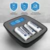 Bateriju lādētājs everActive NC1000MV2 — Ni‑MH 4 slotu USB‑C lādētājs, 4 elementi, 5 V, melns, 110×99×38 mm