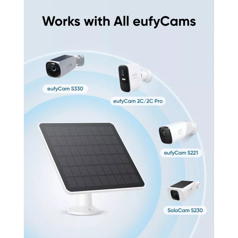 Saules panelis Eufy 3W kamerām EufyCam 2, EufyCam 2 Pro, EufyCam 2C, EufyCam 2C Pro, EufyCam S330, SolocamS230