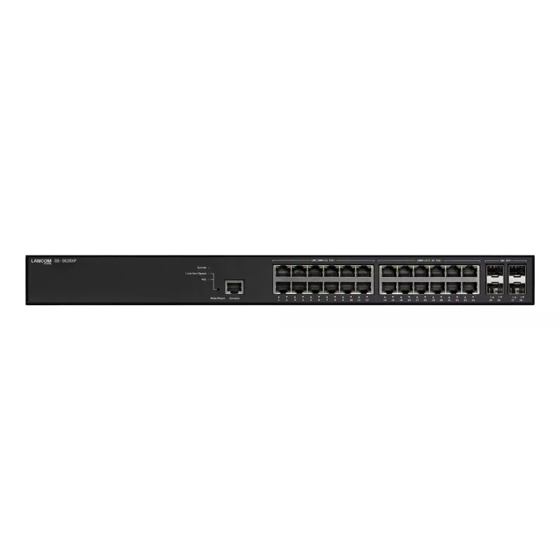 Pārvaldāms komutators LANCOM GS-3628XP, 24 × 2,5G RJ-45 porti, PoE, L2/L3, 1U statīvā montējams
