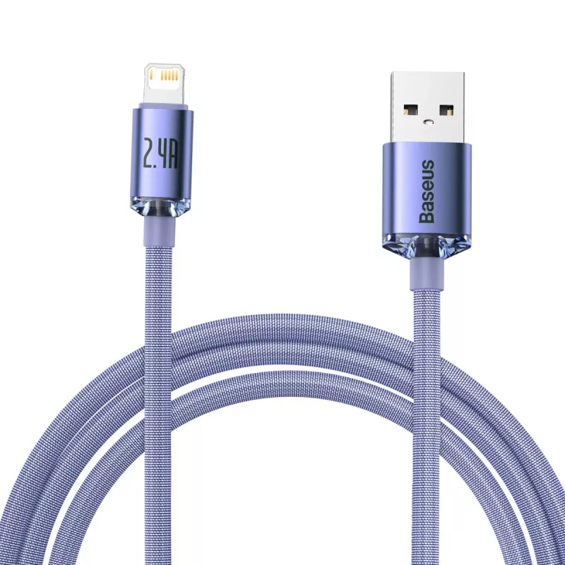 Baseus Crystal Shine kabelis USB uz Lightning, 2,4A, 2m (violets)