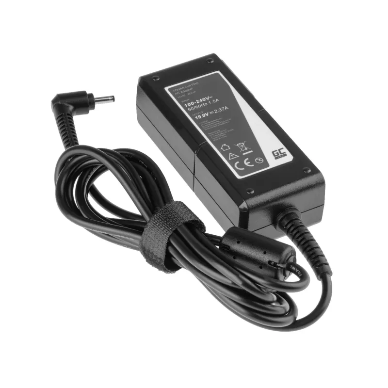 Strāvas adapteris zaļa Cell AD61P iekštelpu 45 W, 19 V 2,37 A, melns, 1,2 m kabelis