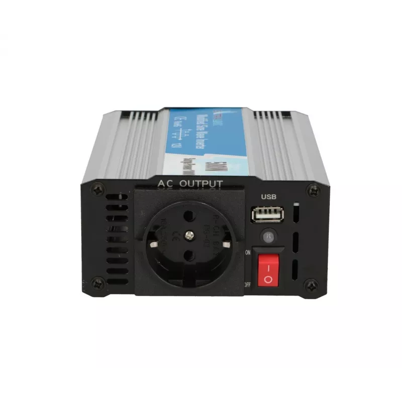 Automašīnas sprieguma pārveidotājs Extralink OPIM-500W 12V, 500W modificēts sinusoidāls, alumīnija korpuss, aktīvā dzesēšana
