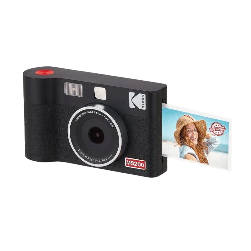 Momentfotoaparāts Kodak Mini Shot 2 Era — pārnēsājams momentfotografēšanas fotoaparāts ar iebūvētu printeri, melns