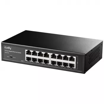 Tīkla slēdzis Cudy GS1016 — 16 portu Gigabit Ethernet (10/100/1000), 32 Gbit/s pārslēgšana, montējams statīvā, barošana no maiņstrāvas