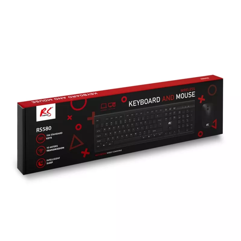 NanoRS RS580 bezvadu tastatūras un peles komplekts ar ergonomisku dizainu – vienmērīgai un efektīvai lietošanai
