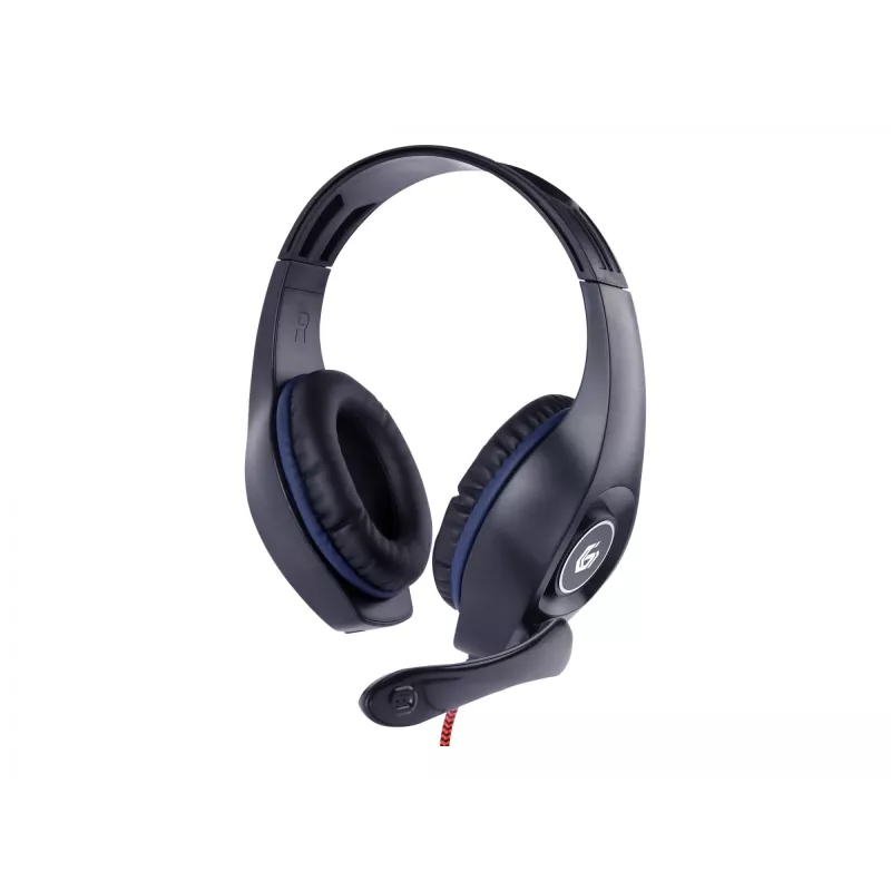 Vadu spēļu austiņas GEMBIRD GHS-05-B, cirkumaurālas, 20–20000 Hz, 2 m kabelis, 250 g, melnas/zilas