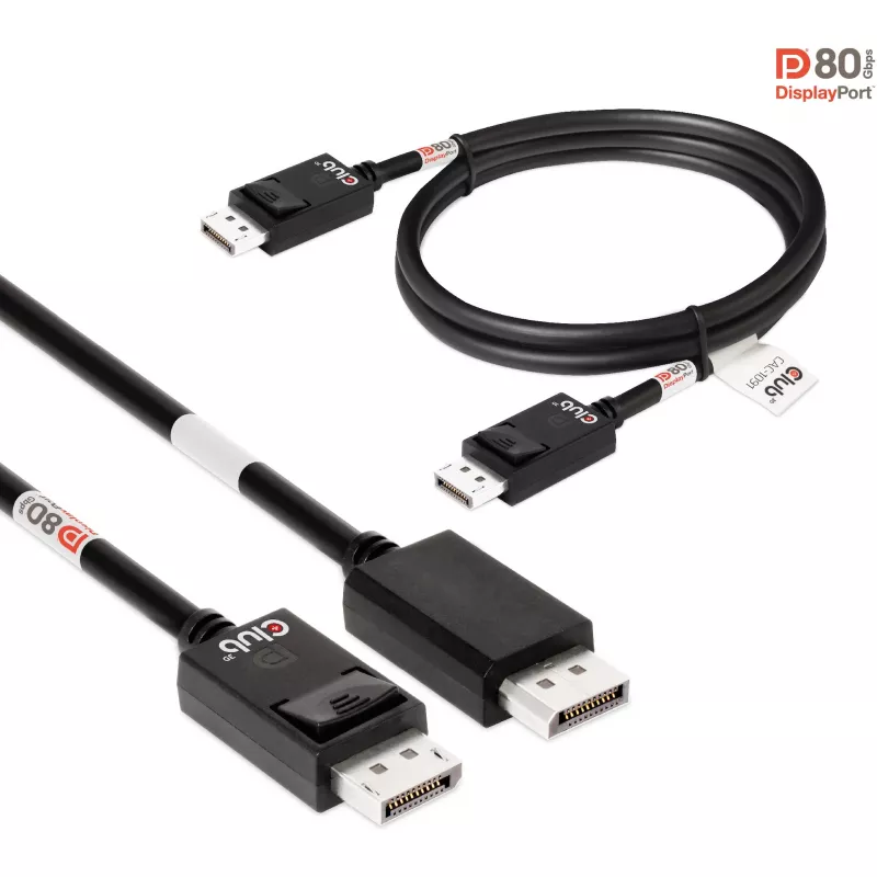 CLUB3D DisplayPort 2.1 Divvirzienu VESA DP80 sertificēts kabelis 4K240Hz, 8K60Hz vai 10K30Hz M/M 1,2 m/3,94 pēdas