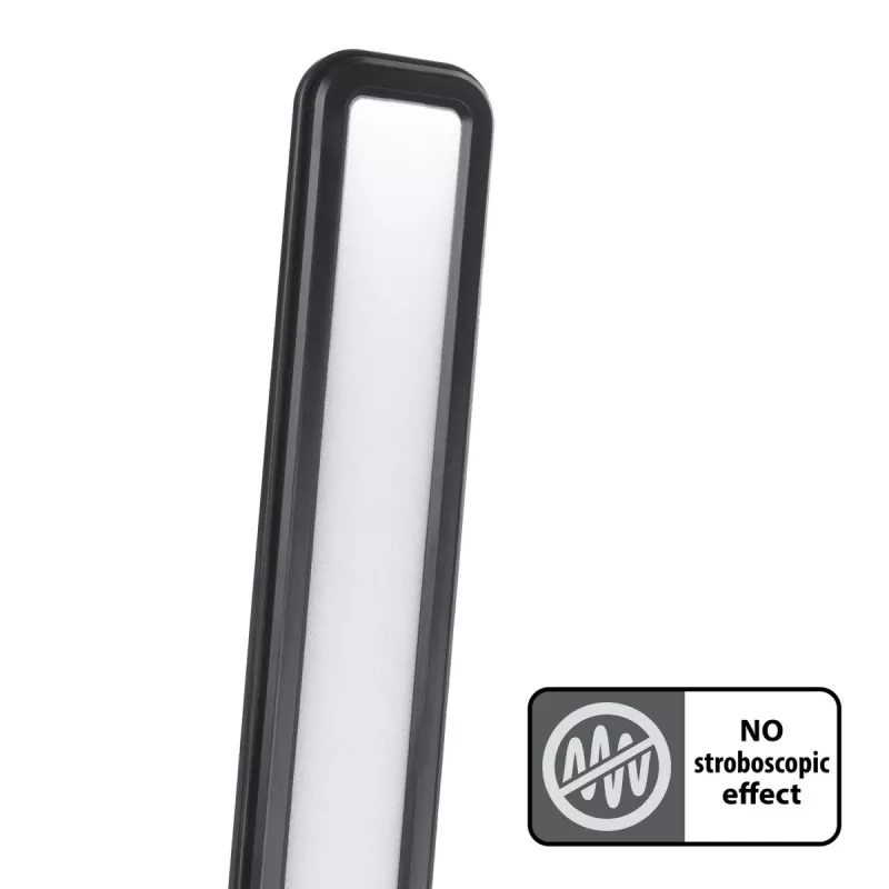Galda LED lampa MACLEAN MCE614B — regulējama spilgtuma, salokāma regulējama svira, 9W, 3000K/4500K/6500K, melna