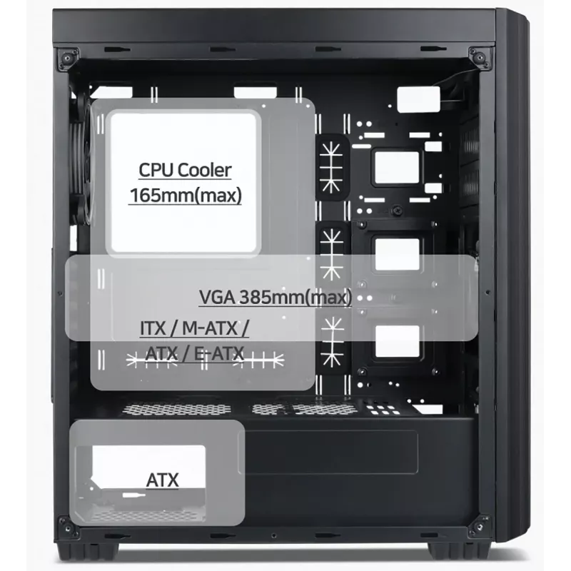 Gembird Fornax K500 ATX datora korpuss, Midi Tower, Melns