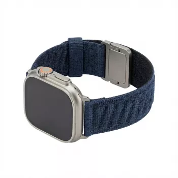 Pulksteņa siksniņa GUAN premium Apple Watch 42/44/45/46/49 mm — Zili melna