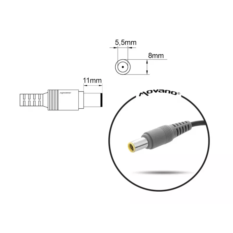 Piezīmjdatora lādētājs MITSU 20V 4.5A (8.0x5.5 mm spraudnis) priekš Lenovo