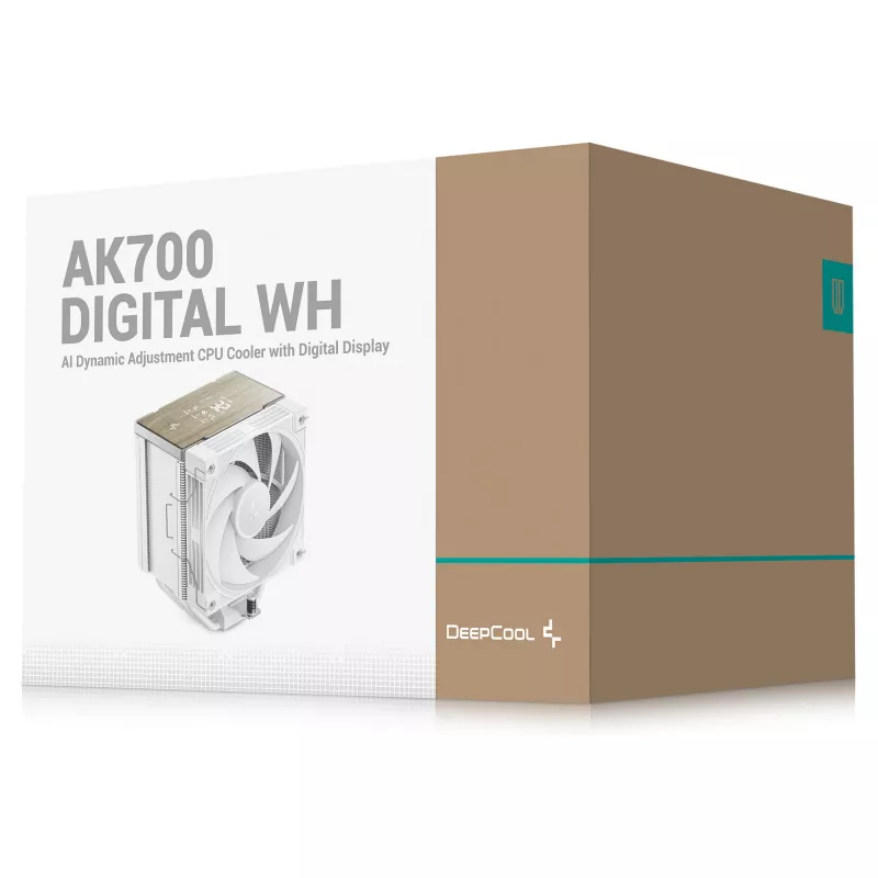 Gaisa dzesētājs DeepCool AK700 Digital WH, 120 mm ventilators, atbalsta AM5/AM4/LGA 1700/1200/1155/1151/1150, balts