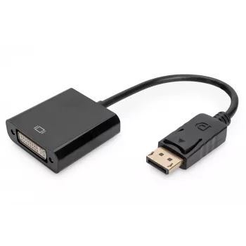 Assmann DisplayPort adaptera kabelis. DP - DVI (24+5) Tēviņš/Mātīte. 0,15 m ar bloķēšanu. Saderīgs ar DP 1.1. UL. Melns, bez ekranējuma. 32AWG (AK-340409-001-S)