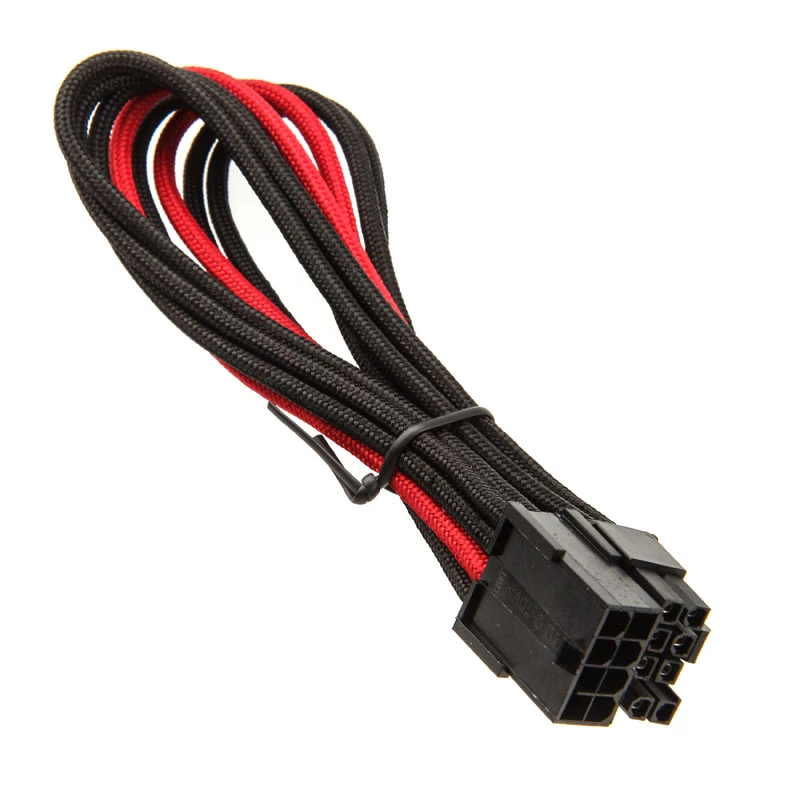 SilverStone PCIe-8-Pin to PCIe-6+2-Pin kabelis, 250mm - melns/sarkans