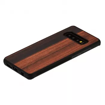 Viedtālruņa maciņš man and wood Samsung Galaxy S10 — melnkoka melns, aizsargājoša koka aizmugure un buferis