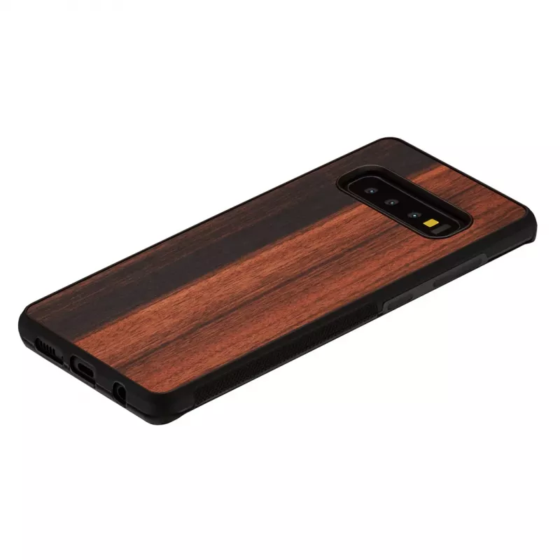 Viedtālruņa maciņš man and wood Samsung Galaxy S10 — melnkoka melns, aizsargājoša koka aizmugure un buferis