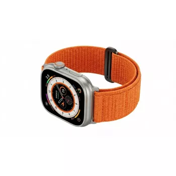 Rokassprādze GUAN Premium Pro Apple Watch 42/44/45/46/49 mm — oranža/melna, regulējama siksniņa