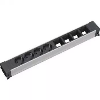 Strāvas pagarinātājs ar 4 maiņstrāvas rozetēm Bachmann 909.007, melns/Sudrabains