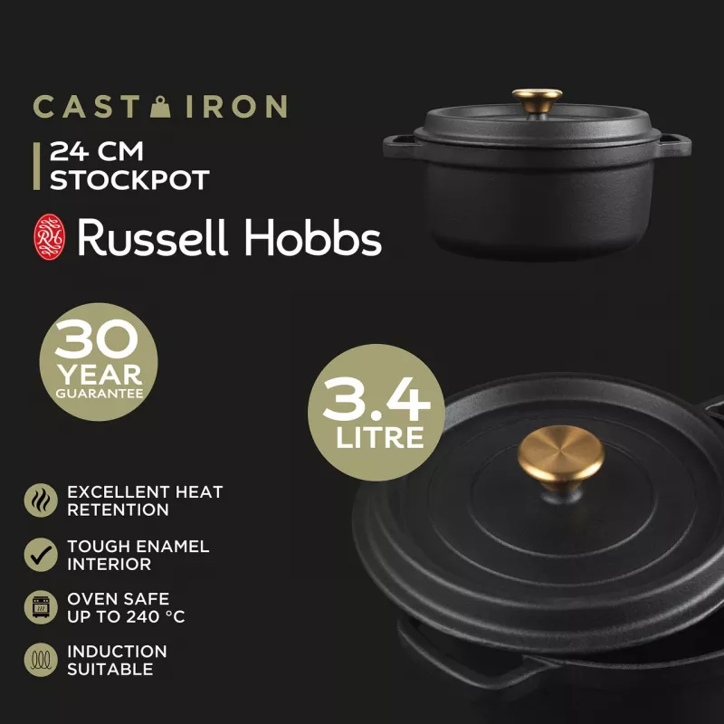 Čuguna katls Russell Hobbs 24 cm, melns