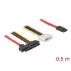 Delock - SATA/SAS kabelis - SAS 12Gbit/s - iekšējā barošana, 4-pin, iekšējais SAS, 29-pin (SFF-8482) uz SATA (W) - 50 cm