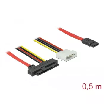 Delock - SATA/SAS kabelis - SAS 12Gbit/s - iekšējā barošana, 4-pin, iekšējais SAS, 29-pin (SFF-8482) uz SATA (W) - 50 cm
