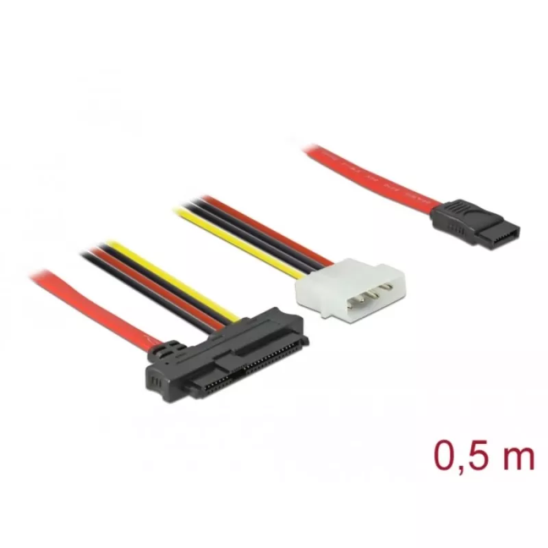 Delock - SATA/SAS kabelis - SAS 12Gbit/s - iekšējā barošana, 4-pin, iekšējais SAS, 29-pin (SFF-8482) uz SATA (W) - 50 cm