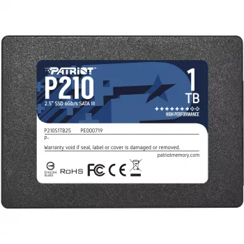 2,5 collu SATA III SSD PATRIOT P210 1 TB — 500 MB/s lasīšana, 400 MB/s rakstīšana, 7 mm augstums