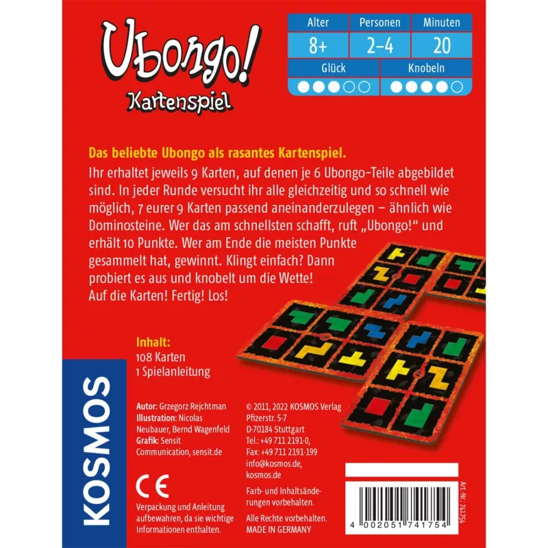 Kosmos Ubongo 20 min kāršu spēle