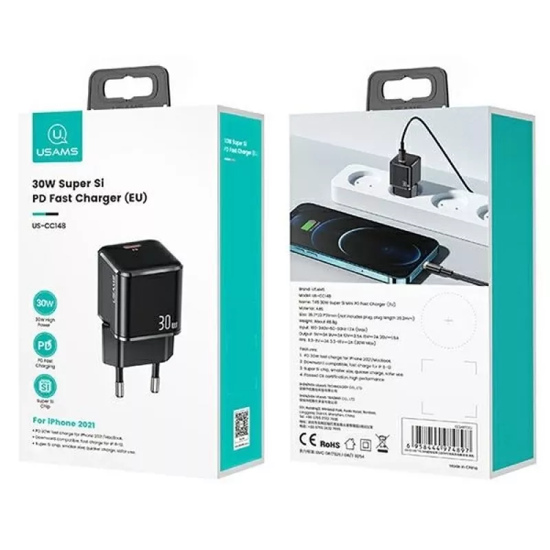 Wall charger usams T45 30W USB‑C PD3.0 for smartphones and tablets