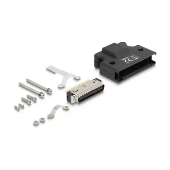 DELOCK MDR spraudnis 50 kontaktu lodēšanas savienotājs ar korpusu, melns, 41.1×50×12.7 mm
