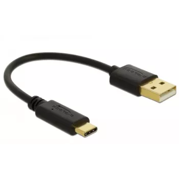 DeLOCK USB uzlādes kabelis Type-A uz USB Type-C 15 cm melns