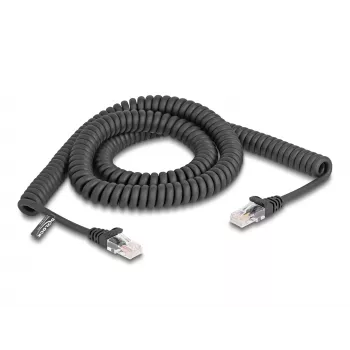 DeLOCK RJ45 spirālvada kabelis vīrs pret vīru Cat.5e 3 m melns