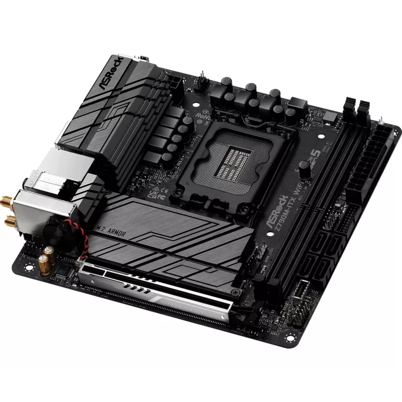 Mātesplate ASRock Z790M-ITX WiFi — Intel Z790, LGA 1700, mini ITX, DDR5, 2x DIMM, 64 GB, 2,5 Gb LAN, Wi‑Fi 6E