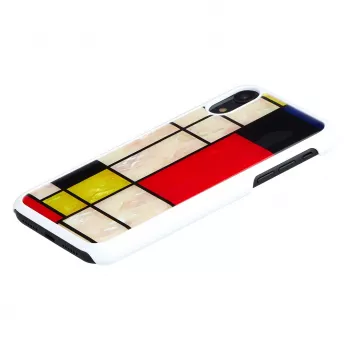 Viedtālruņa maciņš iKins iPhone XR Mondrian balta — aizsargājošs cietais aizmugurējais vāciņš