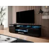 TV skapītis cama meble EVA 180x40x56 cm, melns spīdīgs, MDF virsma, melns rāmis