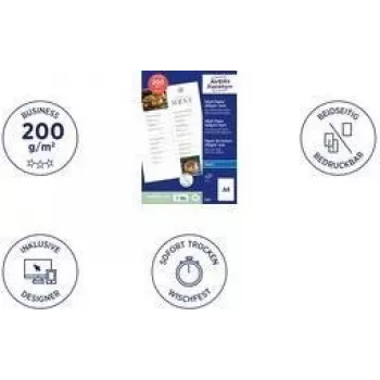 A4 fotopapīrs Avery 2681 matēts 200 g/m² tintes printeriem 50 loksnes