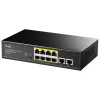 Tīkla slēdzis Cudy FS1010PG — 10/100 Mbps, 8 PoE porti, 2 augšupielādes porti, 120 W PoE budžets, metāla korpuss