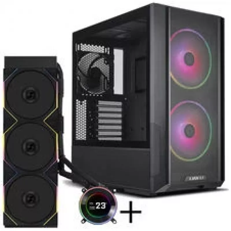 Lian Li LANCOOL 216 PC-Enclosure Bundle + HYDROSHIFT II LCD-C 360TL AiO - melns