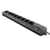 Pārsprieguma aizsargs Qoltec 50113 Melns 8 maiņstrāvas ligzdas 230 V 1,8 m
