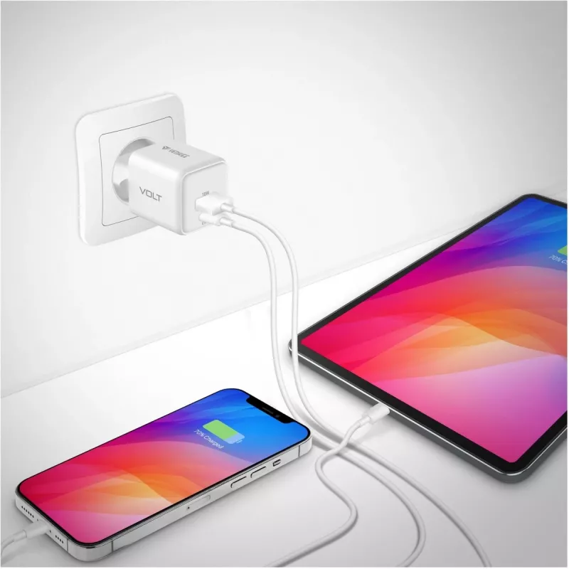 USB C/A tīkla lādētājs YENKEE YAC G38 20W 3A ar Power Delivery atbalstu (USB‑C un USB‑A)