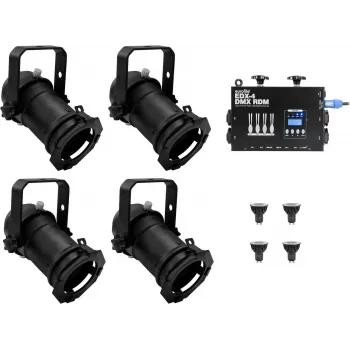 PAR-16 prožektoru komplekts EUROLITE dim2warm EDX-4 DMX RDM LED dimmerpakete (modelis 20000694)