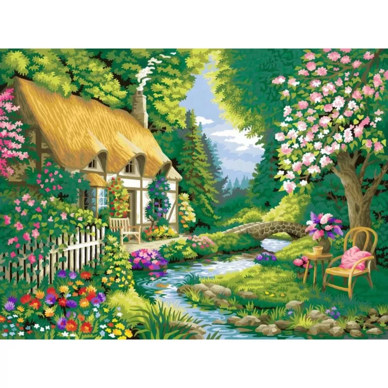 Ravensburger CreArt gleznošanas pēc cipariem komplekts Landhaus am Fluss (Lauku māja pie upes)