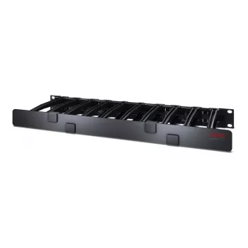 APC NetShelter kabelis Management, Horizontāls kabeļu pārvaldnieks, 1U, vienpusējs ar vāku, melns, 482.6 x 44.45 x 165.1 mm