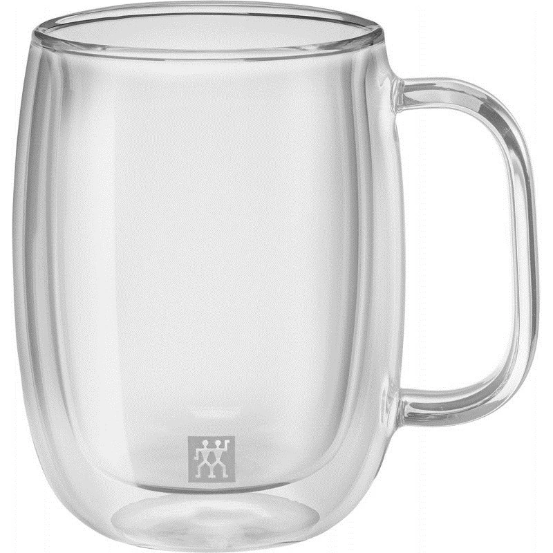 Stikla kafijas krūzes ZWILLING 39500-112-0 dubultsienu 335 ml, 2 gab. komplekts, ovālas, karstumizturīgas, ar rokturiem