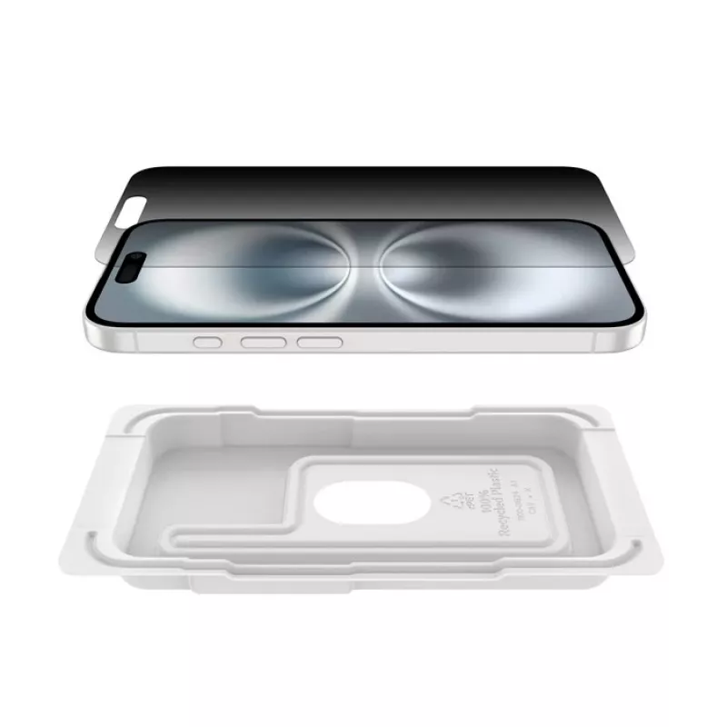 Ekrāna aizsargs Belkin ScreenForce priekš iPhone 16 rūdīts stikls ar privātuma filtru