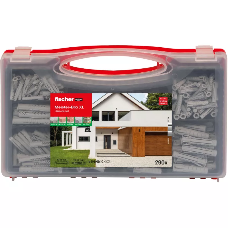 fischer 577159 Meister-Box XL sienas dībeļu sortimenta kaste 290 gab. (577159)