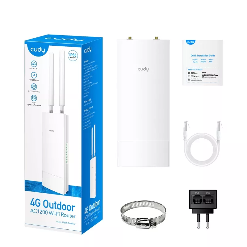 Cudy LT500 bezvadu maršrutētājs Fast Ethernet divjoslu (2.4 GHz / 5 GHz) 4G balts